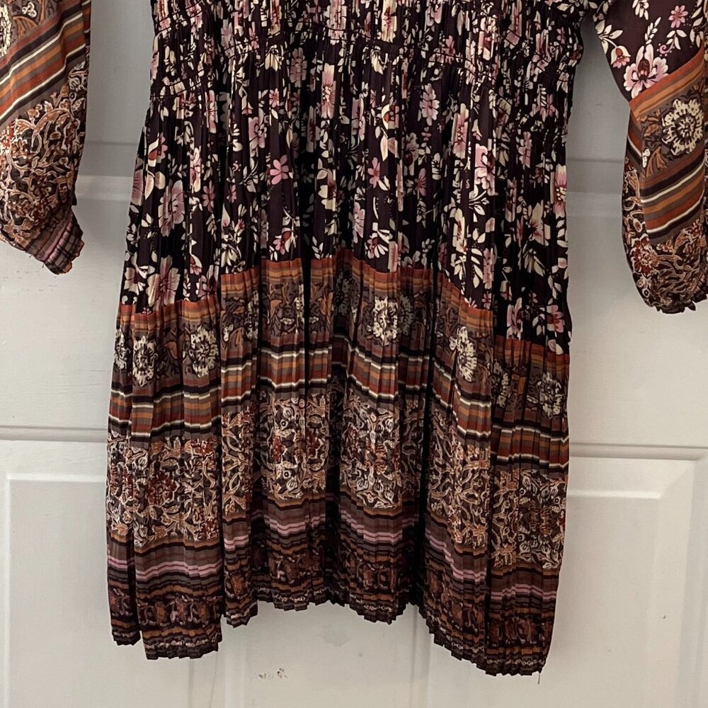 Anthropologie Brown/pink/cream Floral Mini Dress - Picture 8 of 12